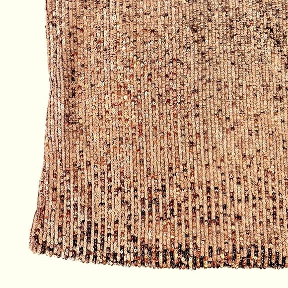 Cable & Gauge | Gold Sequin Puff Long Sleeve Mock neck Keyhole Blouse Shirt - Picture 9 of 16